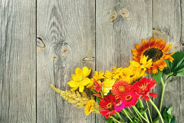 휴일의 색깔의 꽃들이 배열되어 메시지나 프로모션 콘텐츠를 — 스톡 사진