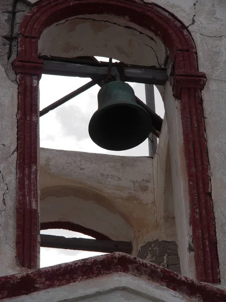 Типичный Городской Пейзаж Видом Церковь Историческую Часть Города Фира Санторини — стоковое фото