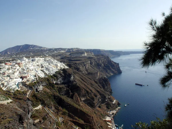 Vistas Dos Pontos Turísticos Parte Histórica Fira Ilha Santorini Grécia — Fotografia de Stock