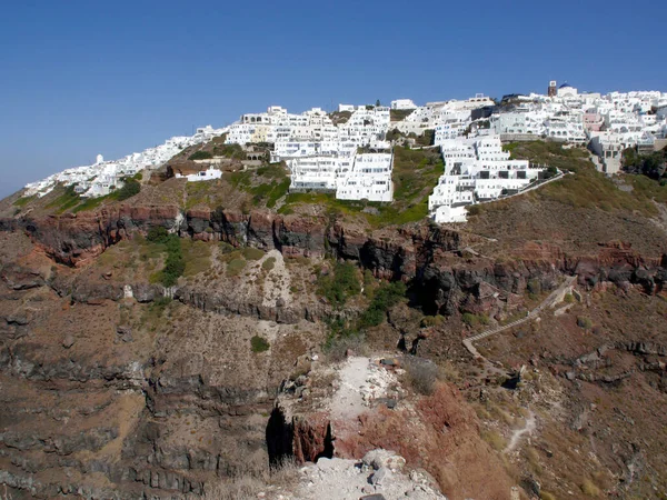 Vue Sur Partie Historique Fira Île Santorin Grèce Vue Panoramique — Photo