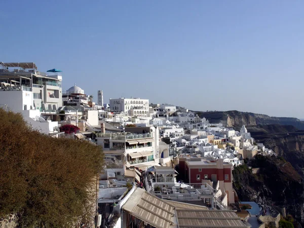 Vue Sur Partie Historique Fira Île Santorin Grèce Vue Panoramique — Photo