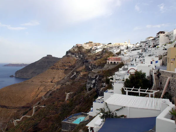 Vistas Parte Histórica Fira Ilha Santorini Grécia Vista Das Igrejas — Fotografia de Stock