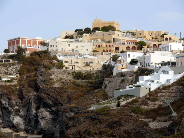 Vistas Parte Histórica Fira Ilha Santorini Grécia Vista Das Igrejas — Fotografia de Stock