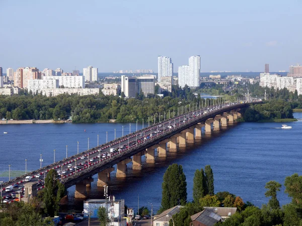 Вид Річку Дніпро Київські Мости Лівий Берег Києва Старі Радянські — стокове фото