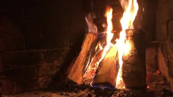 Feu Brûlant Dans Cheminée — Video