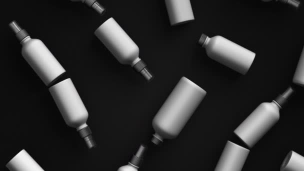 Kosmetyki Butelki Spray Włosów Szamponu Włosów Butelki Balsam Włosów Animacja — Wideo stockowe
