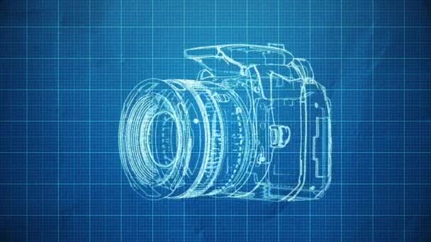 Abstract Background Animation Blueprint Drawing Photo Camera Animation Seamless Loop — Stock Video