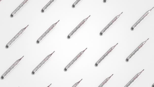 Medical Thermometers Light Dark Background Temperature Rising Mercury Thermometer Animation — Stock Video