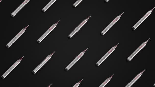 Medical Thermometers Light Dark Background Temperature Rising Mercury Thermometer Animation — Stock Video