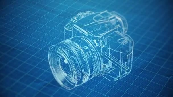 Abstract Background Animation Blueprint Drawing Photo Camera Animation Seamless Loop — Stock Video