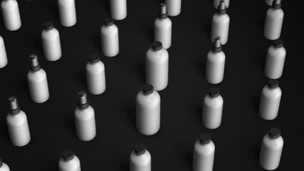 Kosmetyki Butelki Spray Włosów Szamponu Włosów Butelki Balsam Włosów Animacja — Wideo stockowe