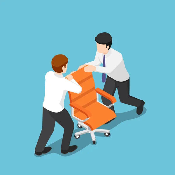 Flat Isometric Two Business People Fighting Ceo Chair Business Competition — Stock Vector