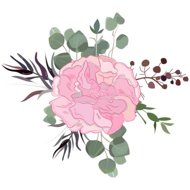 Sevgiliniz, Düğün ve yıldönümü kartları, afiş, poster ve kartları için vektör çizim için narin buket.