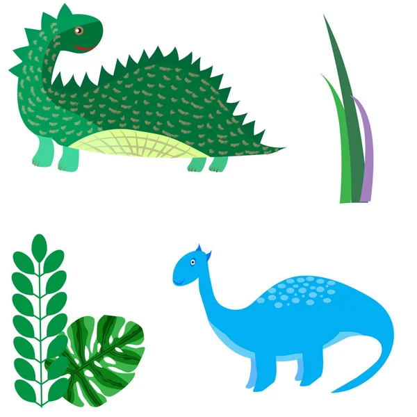 Dibujos Animados Dinosaurios Vector Ilustración Monstruo Animal Dino Carácter Prehistórico — Vector de stock