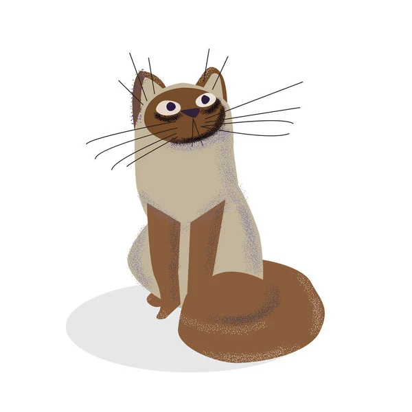 Lindo Gato Dibujos Animados Sentarse Diseño Carácter Plano Mascota Ilustración — Vector de stock