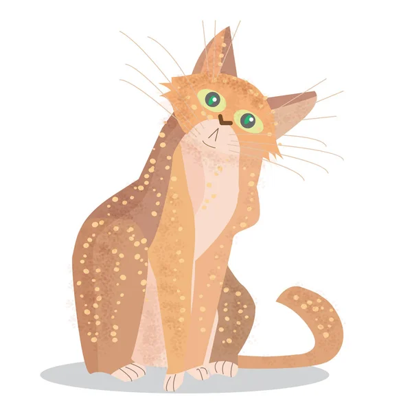 Lindo Gato Dibujos Animados Sentarse Diseño Carácter Plano Mascota Ilustración — Vector de stock