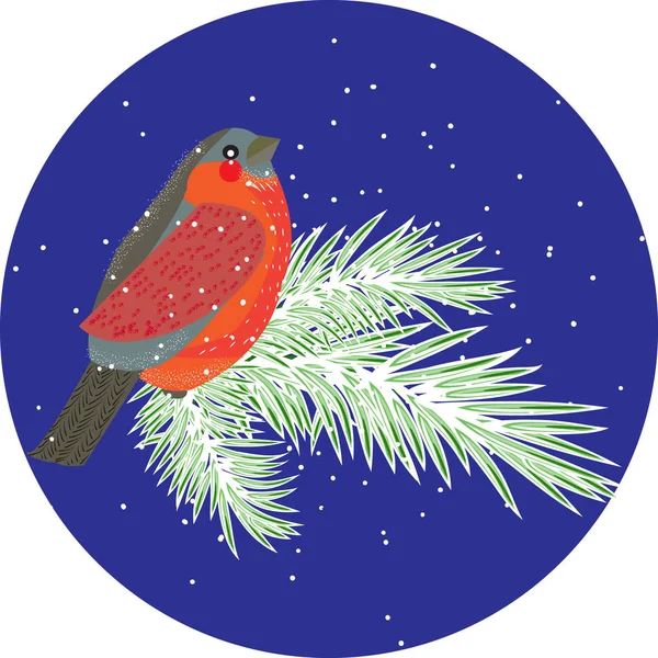 ベクトル成分は針葉樹の枝のウソ鳥 クリスマス グリーティング カードの冬デザイン要素です ポスター Web ページ 梱包に使用できます — ストックベクタ