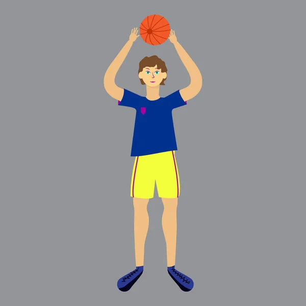 Jogador Voleibol Isolado Fundo Branco Homem Uniforme Com Bola Ilustração — Vetor de Stock