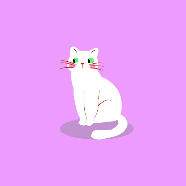 Cartoon Söt Rolig Katt Isolerad Pastell Bakgrund Vektorillustration — Stock vektor