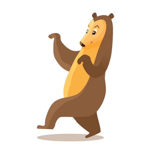 Carino orso cartone animato va dolcemente tranquillamente, illustrazione vettoriale del th — Vettoriale Stock
