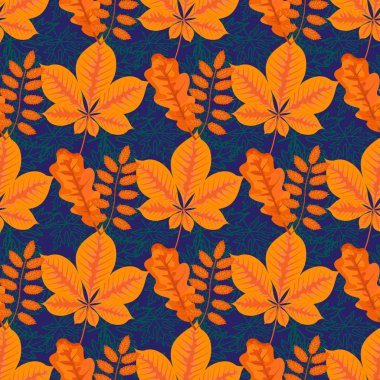 Sonbahar yaprakları, giden yaz parlak iz, dikişsiz desen