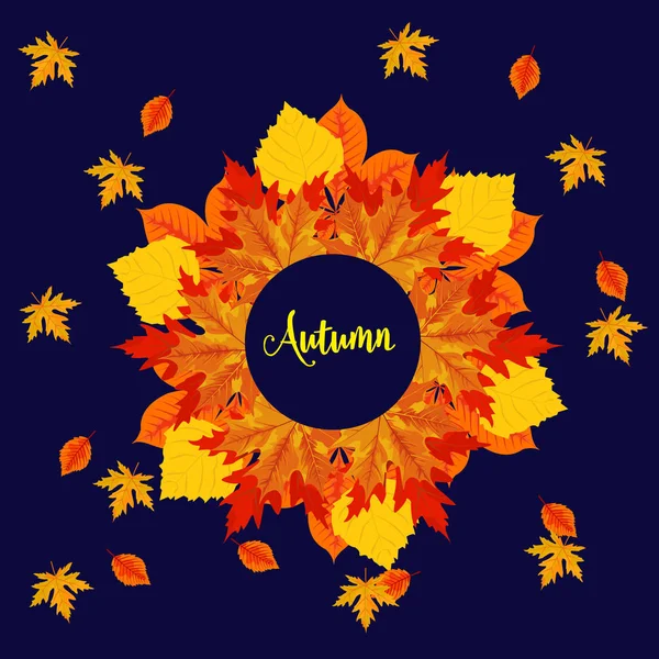 Ilustração com folhas coloridas de outono e letras para brigh —  Vetores de Stock