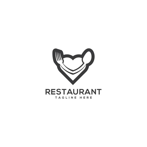 Amor Comida Coração Restaurante Café Vector Logotipo Ícone Design Elementos —  Vetores de Stock