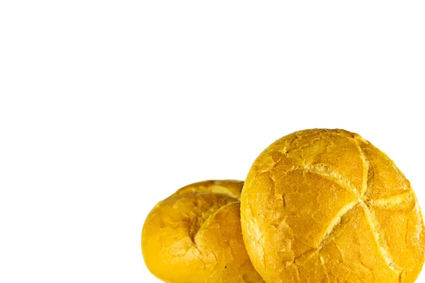 Buns Λευκό Φόντο Κλείσε Φρέσκο Σπιτικό Ψωμί Λευκό Φόντο — Φωτογραφία Αρχείου