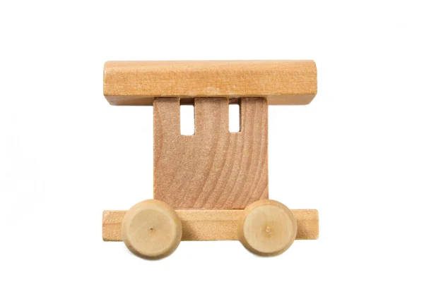 Tren Madera Para Niños Blanco Concepto Escolar Para Niños Juegos — Foto de Stock