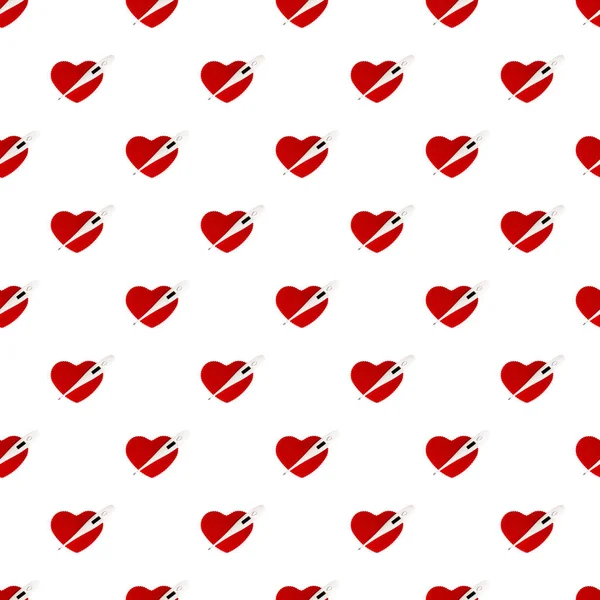 Nahtloses Muster Elektronisches Thermometer Und Rotes Herz Isoliert Auf Weißem — Stockfoto