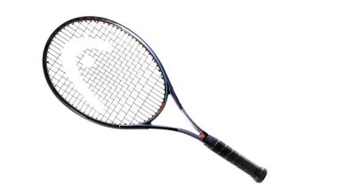 Profesyonel Tenis Raketi Beyaz Arkaplanda İzole Edildi