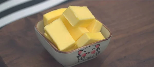 Cubes Butter Bowl — Stock Photo, Image