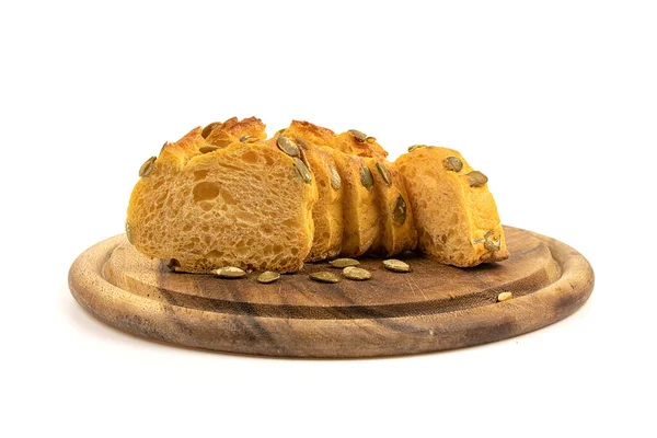 Кукурузный Хлеб Тыквенными Семечками Деревянной Поверхности — стоковое фото
