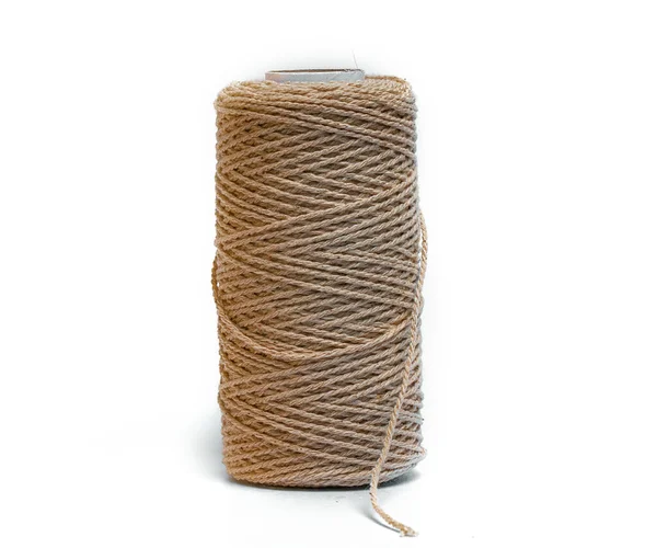 Household Rope Brown White Background — Stock Photo, Image