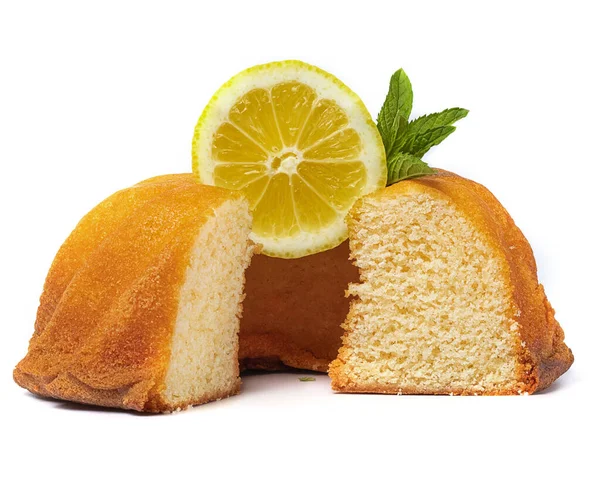 Cupcake Limão Aromático Delicado Com Hortelã Fundo Branco Imagem De Stock
