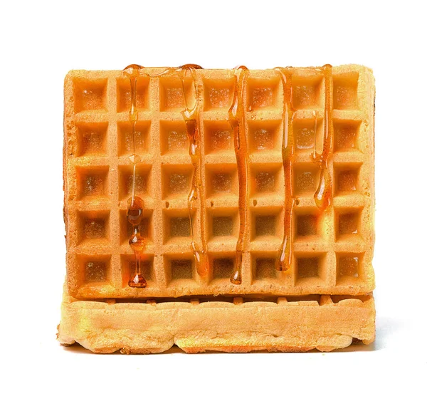 Biscuit Waffles Maple Syrup White Background — Stock Photo, Image