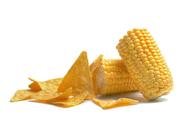 Crispy Chips Cornmeal White Background — Stock Photo, Image