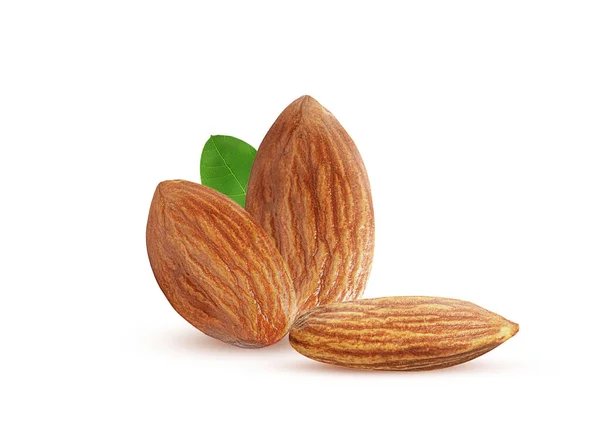 Kacang Almond Besar Pada Latar Belakang Putih — Stok Foto