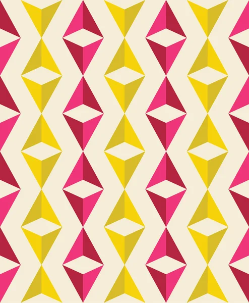 赤と黄色の抽象的な形でシームレスなレトロ パターン — ストックベクタ