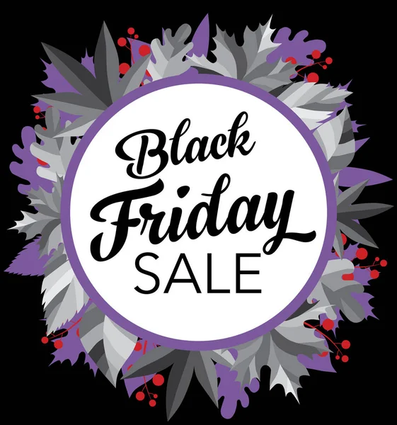 Black Friday Gráfico Venta Con Fondo Oscuro Hojas — Vector de stock