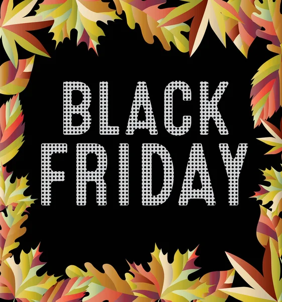 Černý Pátek Prodej Grafiky Tmavým Pozadím Podzimní Listí — Stock fotografie zdarma