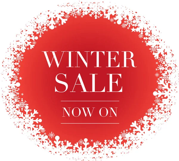 Winter Sale Banner Red Background Snowflakes — Free Stock Photo