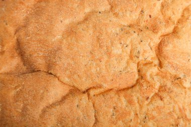 İtalyan beyaz ekmek ciabatta, arka plan. Üstten görünüm, kopya alanı.