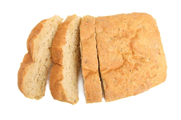 Ciabatta Włoski Chleb Biały Białym Tle — Zdjęcie stockowe
