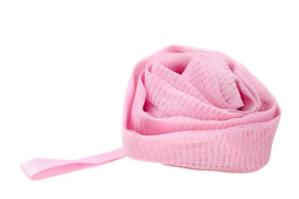 Ein Rosa Waschlappen Isoliert Auf Weißem Hintergrund — Stockfoto