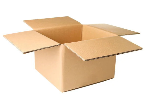 Bir Karton Kutu Beyaz Bir Arka Plan Üzerinde Izole — Stok fotoğraf