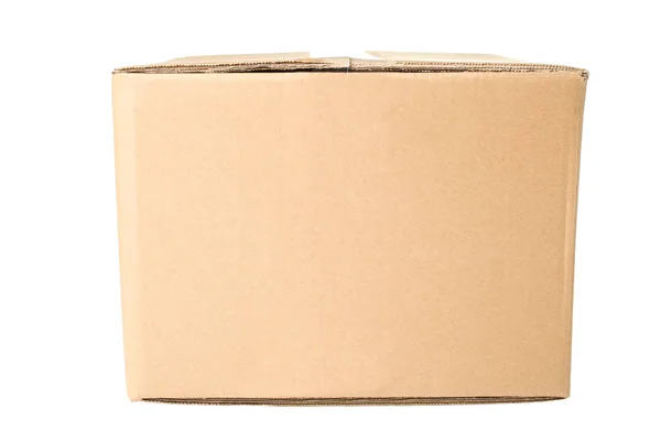 Bir Karton Kutu Beyaz Bir Arka Plan Üzerinde Izole — Stok fotoğraf