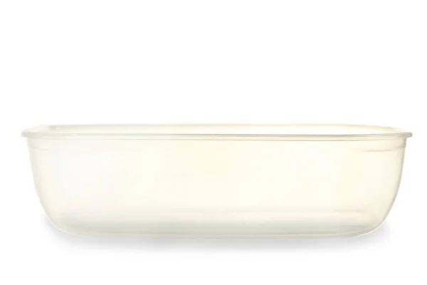 One Plastic Transparent Container Isolated White — Stock Photo, Image