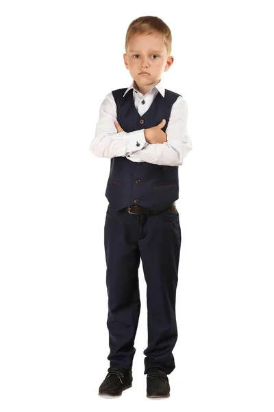 Schoolboy Classic Suit Isolated White Concept School Uniform — Stock Photo, Image