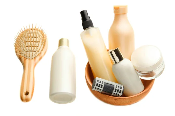 Výrobky Pro Péči Vlasy Izolované Bílém Koncept Kosmetika — Stock fotografie